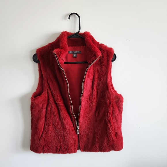 Bisou Bisou Authentic Red Spanish Rabbit Fur Vest - Picture 9 of 11